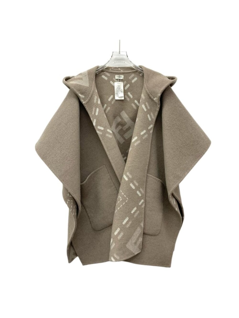 Fendi Light Brown Wool Hooded Cape
